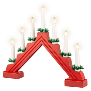 Raamdecoratie LED Kaarsenbrug Rood - 39,5x32 cm - afbeelding 1