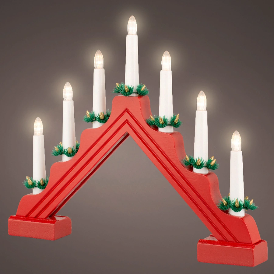 Raamdecoratie LED Kaarsenbrug Rood - 39,5x32 cm - afbeelding 2
