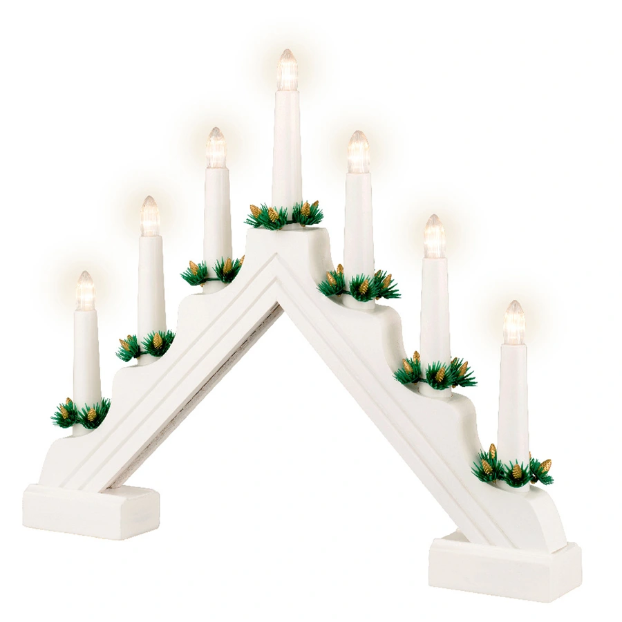 Raamdecoratie LED Kaarsenbrug Wit - 39,5x32 cm - afbeelding 1