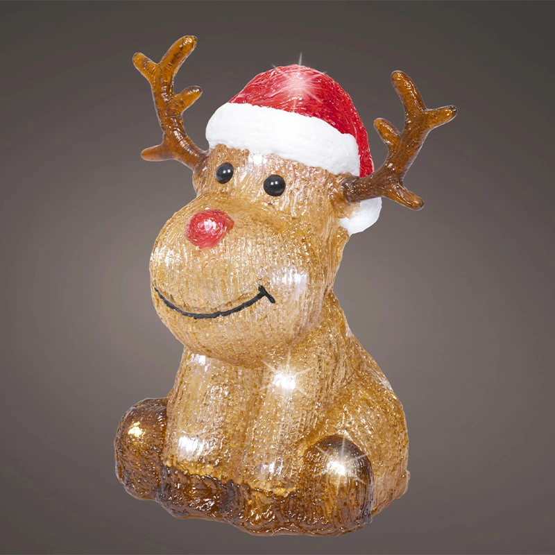 LED Rendier Zittend Acryl - 20 cm - afbeelding 2