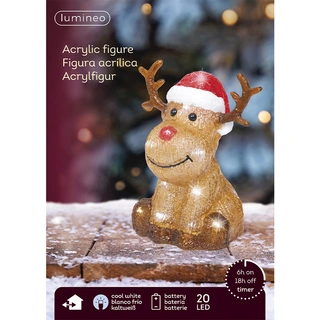 LED Rendier Zittend Acryl - 20 cm - afbeelding 3