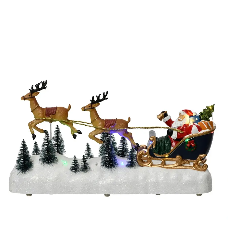 Kerstdorp LED Tafereel Kerstman met slee - 11,5x39,9x20,8 cm - afbeelding 1