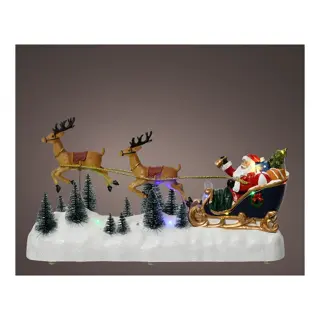 Kerstdorp LED Tafereel Kerstman met slee - 11,5x39,9x20,8 cm - afbeelding 2