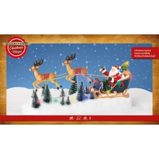Kerstdorp LED Tafereel Kerstman met slee - 11,5x39,9x20,8 cm - afbeelding 3