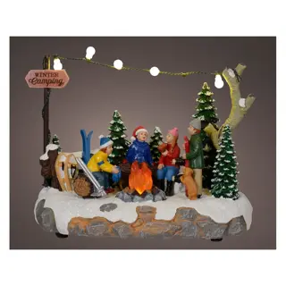 Kerstdorp LED Tafereel Kampvuur - 12x21x14,5 cm - afbeelding 2