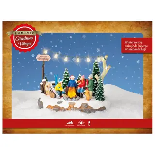 Kerstdorp LED Tafereel Kampvuur - 12x21x14,5 cm - afbeelding 3