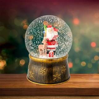 LED Sneeuwbol met Kerstman - Ø13x17,5 cm - afbeelding 2