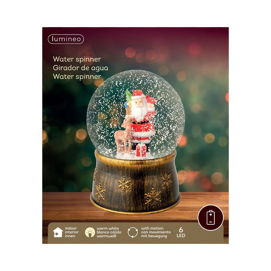 LED Sneeuwbol met Kerstman - Ø13x17,5 cm - afbeelding 3