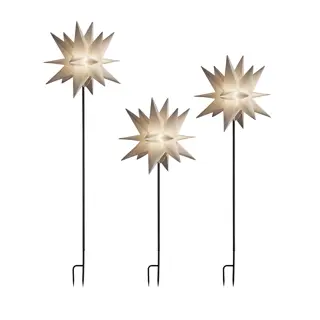 Konstsmide 3D kunststof sterren op voet LED set van 3 - 80/100/120x40cm