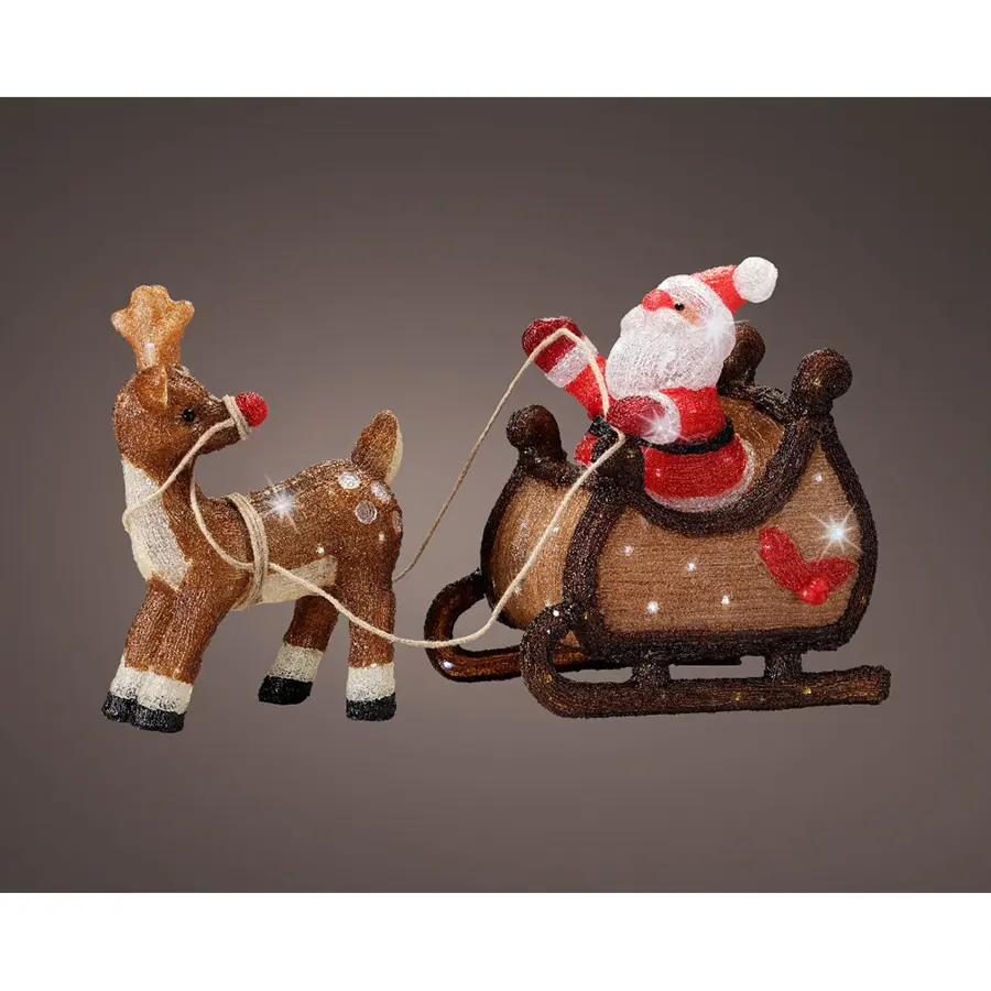 LED Kerstman Slee Acryl - 47 cm - afbeelding 2