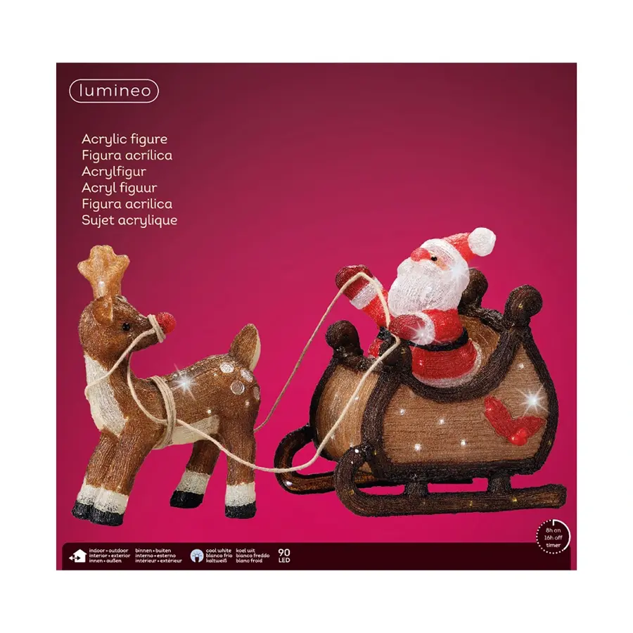 LED Kerstman Slee Acryl - 47 cm - afbeelding 3