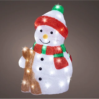 LED Sneeuwpop met Skies Acryl - afbeelding 2