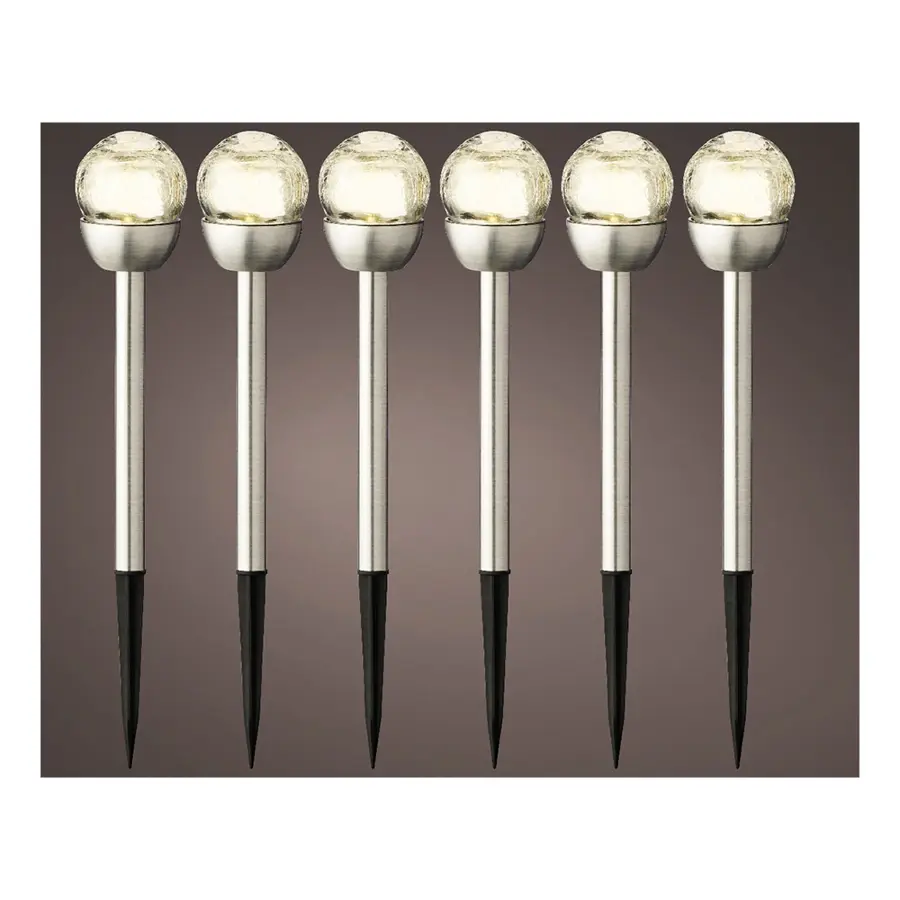 LED Solar Stake Light Bol 6x24,5 cm - 6 st. - afbeelding 2