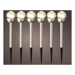 LED Solar Stake Light Bol 6x24,5 cm - 6 st. - afbeelding 2
