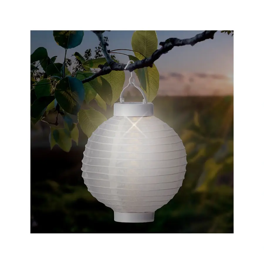 LED Solar Lampion Wit - Ø20 cm - afbeelding 2