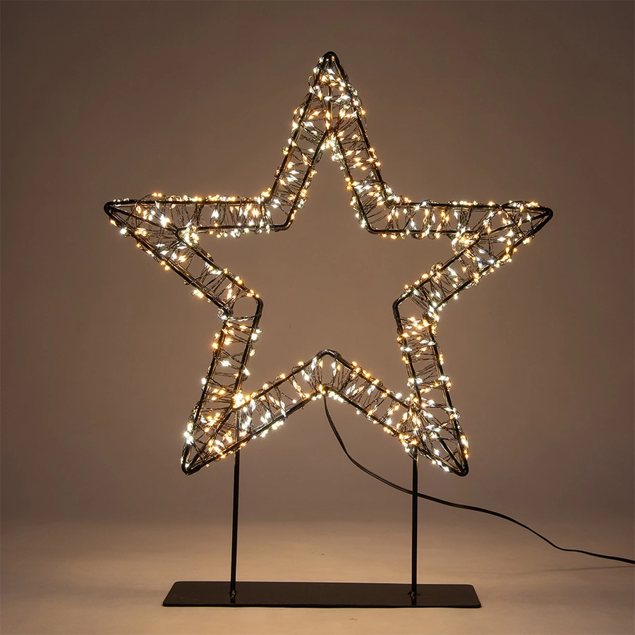 LED Ster op Voet Metaal Duo Flash - 36 cm