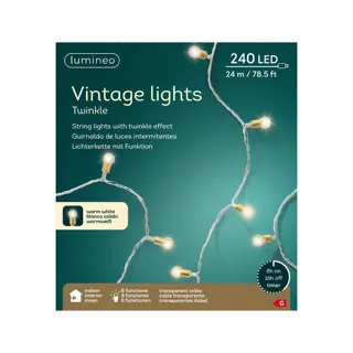 LED Vintage Kerstboomverlichting Twinkel Transparant - 24 m - afbeelding 5