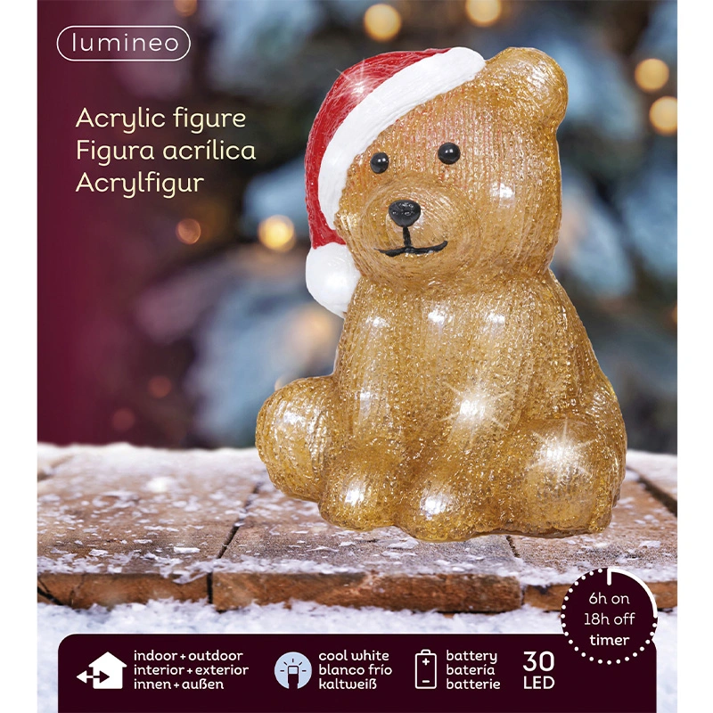 LED Teddybeer Zittend Acryl - 18 cm - afbeelding 3