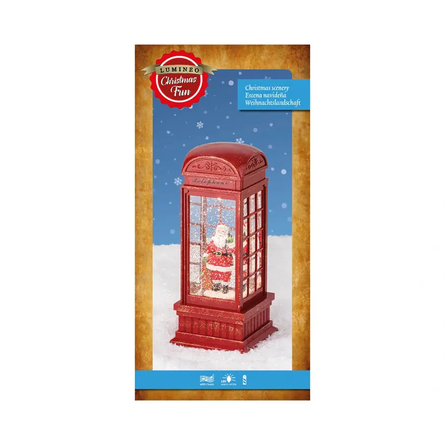 LED Telefooncel Kerstman Scenery - 11x11x25 cm - afbeelding 3