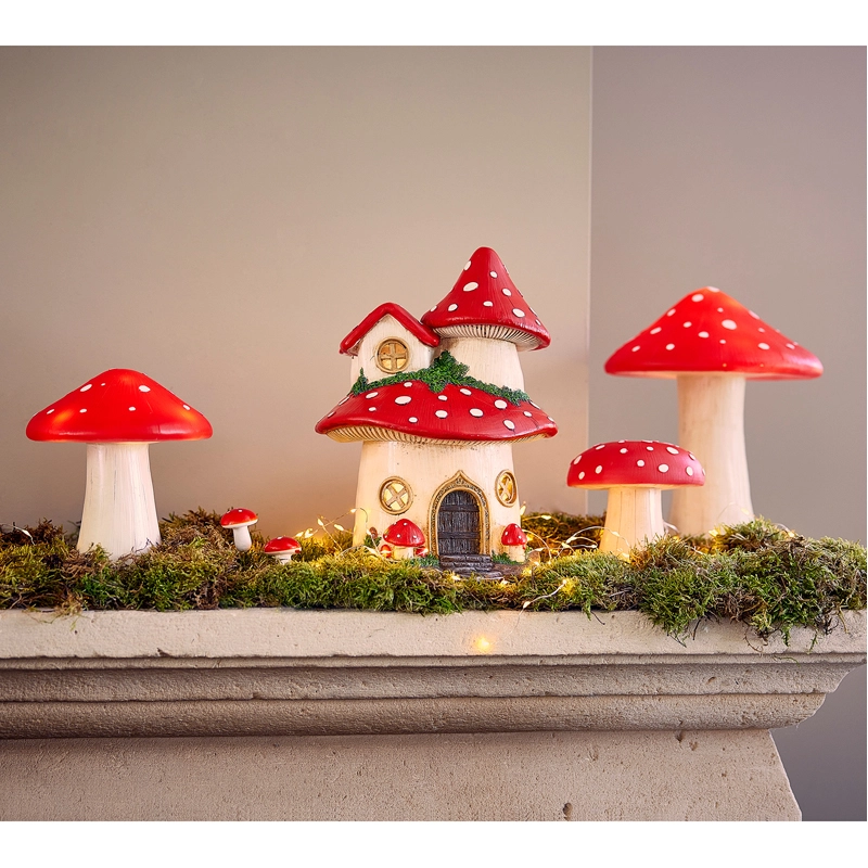 LED Verlichte Paddenstoel Rood/Wit - 27,5 cm - afbeelding 2