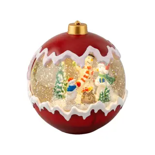 LED Kerstbal Sneeuwpoppen Scenery - Ø15x16,3 cm - afbeelding 1