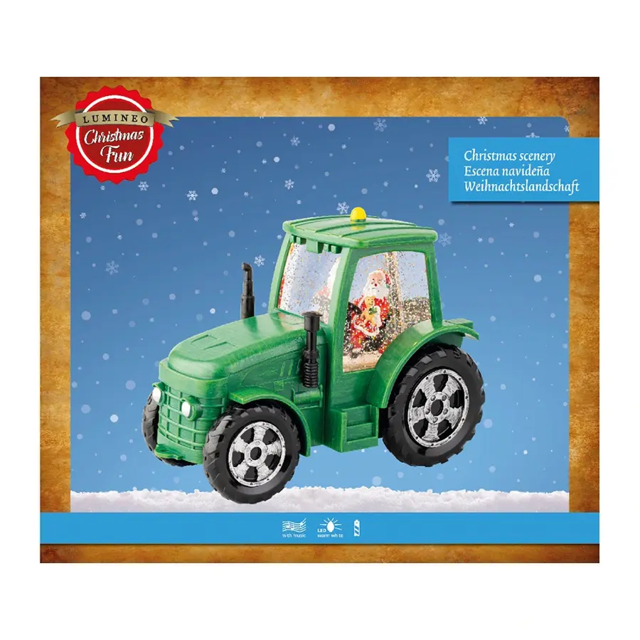 LED Tractor Groen Kerstman Scenery - 11,3x22x17 cm - afbeelding 2