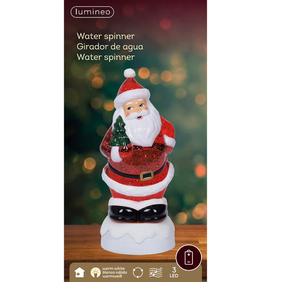 LED Waterspinner Kerstman - 25 cm - afbeelding 3
