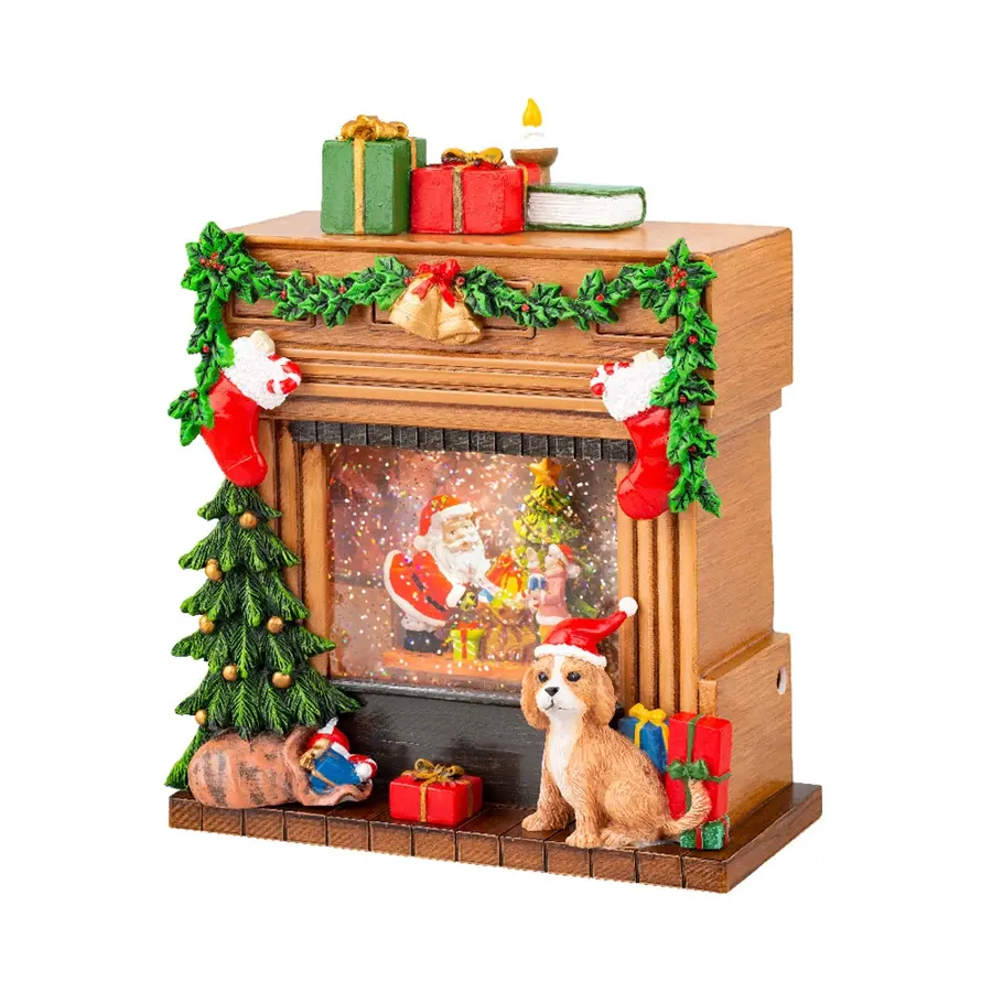 LED Schoorsteen Kerstman Scenery - 9,3x19,5x23 cm - afbeelding 1