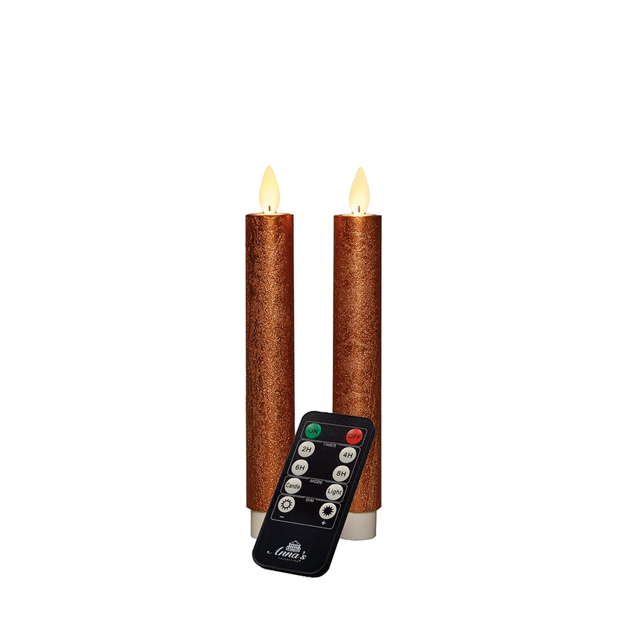 LED Dinerkaarsen Wax Koper 18 cm - 2 st. - afbeelding 2