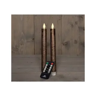 LED Dinerkaarsen Bewegende Vlam 23 cm - Brons