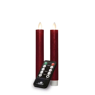 LED Dinerkaarsen Rustiek Wax Bordeaux 18 cm - 2 st.