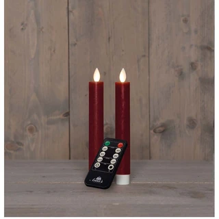LED Dinerkaarsen Rustiek Wax Bordeaux 18 cm - 2 st. - afbeelding 2
