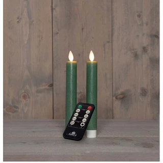 LED Dinerkaarsen Rustiek Wax Jade Groen 18 cm - 2 st. - afbeelding 2