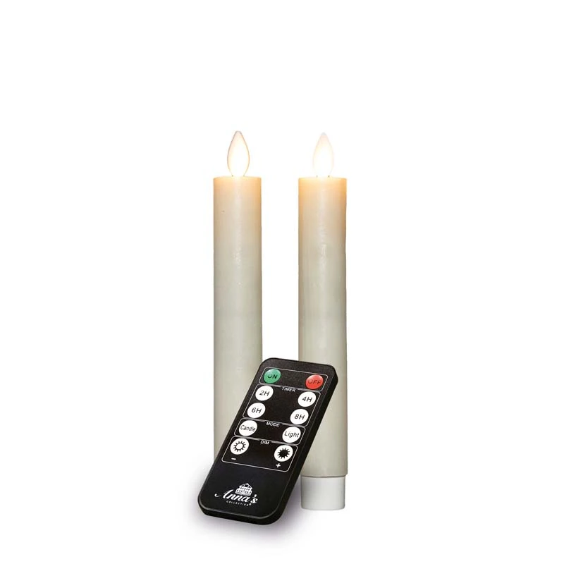 LED Dinerkaarsen Rustiek Wax Wit 18 cm - 2 st. - afbeelding 1
