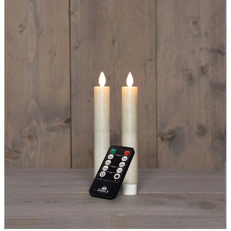 LED Dinerkaarsen Rustiek Wax Wit 18 cm - 2 st. - afbeelding 2