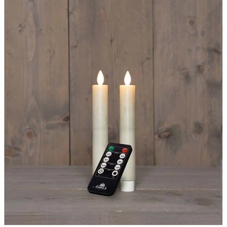 LED Dinerkaarsen Rustiek Wax Wit 18 cm - 2 st. - afbeelding 2