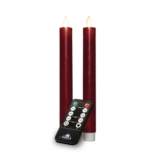 LED Dinerkaarsen Rustiek Wax Bordeaux 23 cm - 2 st.