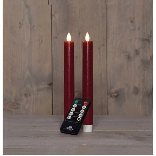 LED Dinerkaarsen Rustiek Wax Bordeaux 23 cm - 2 st. - afbeelding 2