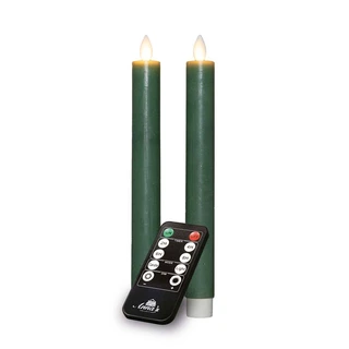 LED Dinerkaarsen Rustiek Wax Jade Groen 23 cm - 2 st.