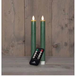 LED Dinerkaarsen Rustiek Wax Jade Groen 23 cm - 2 st. - afbeelding 2