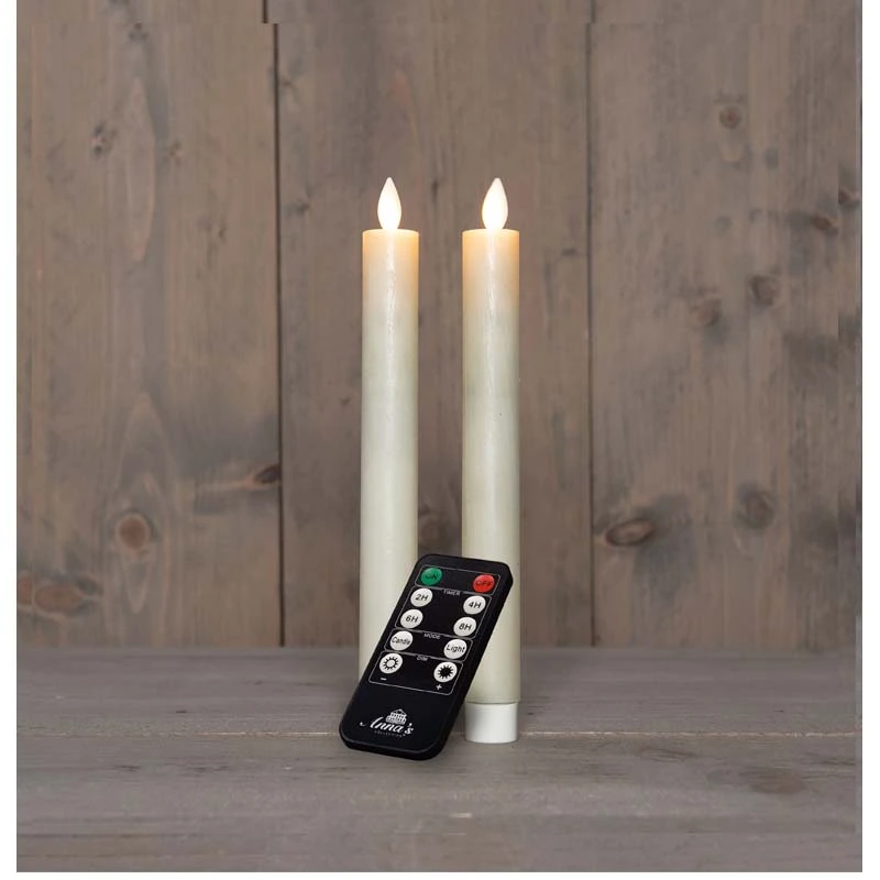 LED Dinerkaarsen Rustiek Wax Wit 23 cm - 2 st. - afbeelding 2