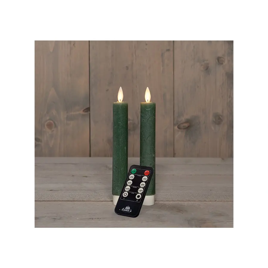 LED Dinerkaarsen Bewegende Vlam 18 cm - Jade Groen