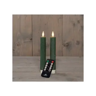 LED Dinerkaarsen Bewegende Vlam 18 cm - Jade Groen