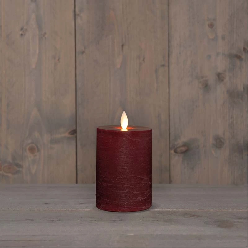 LED Kaars Rustiek Wax Bordeaux Ø7,5x10 cm - afbeelding 2
