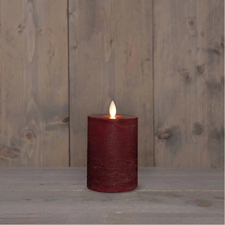 LED Kaars Rustiek Wax Bordeaux Ø7,5x10 cm - afbeelding 2