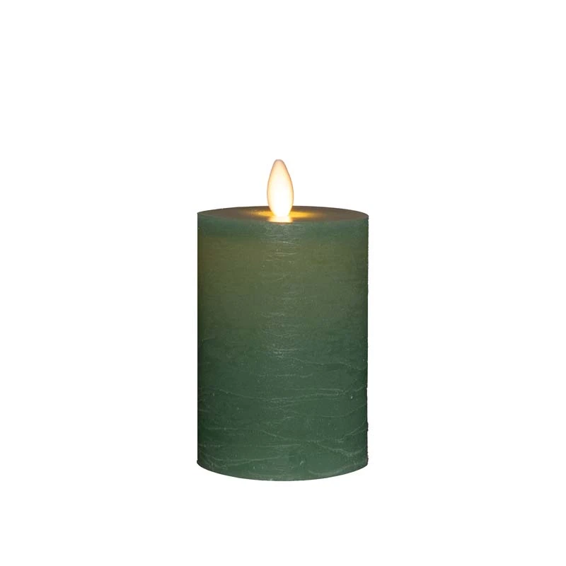 LED Kaars Rustiek Wax Jade Groen Ø7,5x10 cm - afbeelding 1
