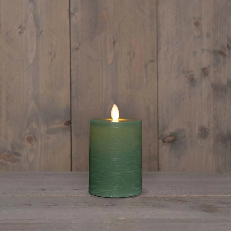 LED Kaars Rustiek Wax Jade Groen Ø7,5x10 cm - afbeelding 2