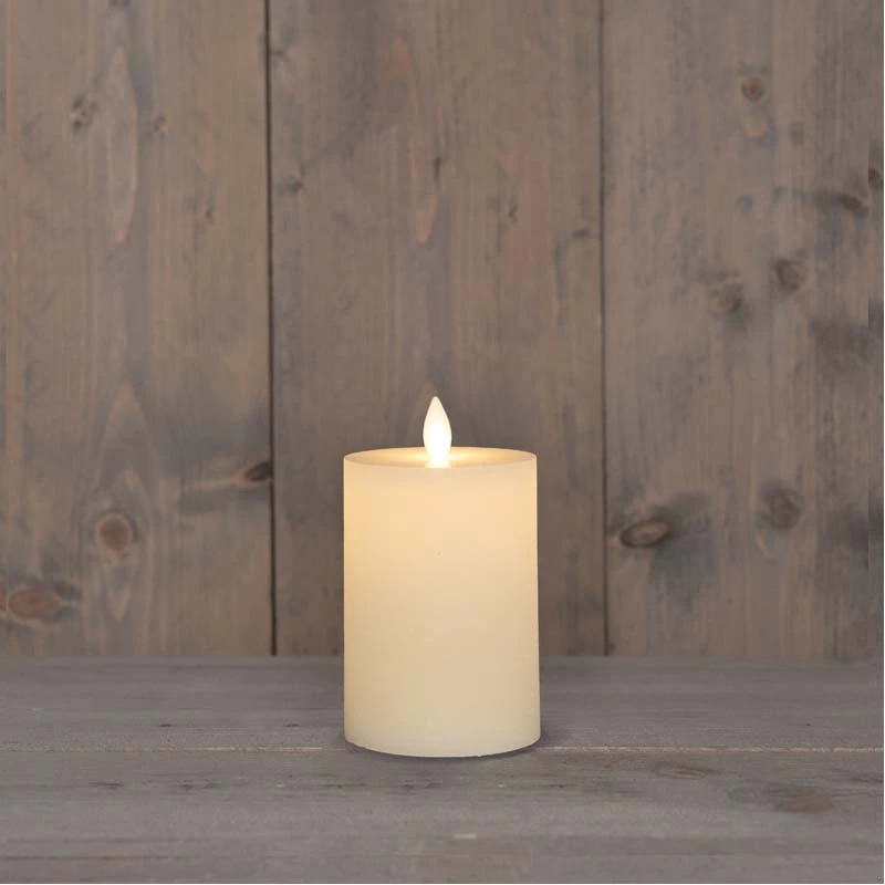 LED Kaars Rustiek Wax Wit Ø7,5x10 cm - afbeelding 2