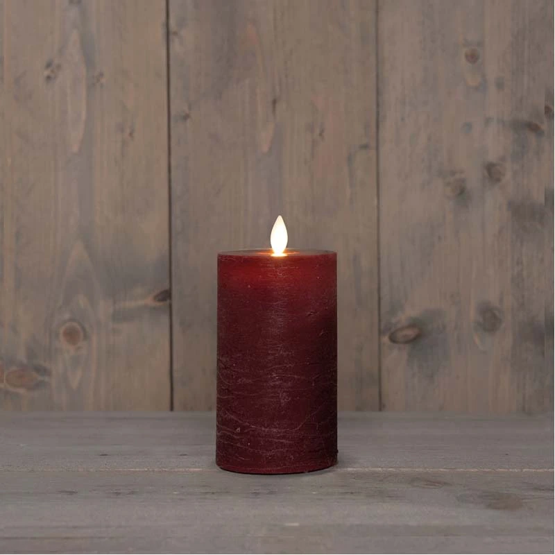 LED Kaars Rustiek Wax Bordeaux Ø7,5x12,5 cm - afbeelding 2