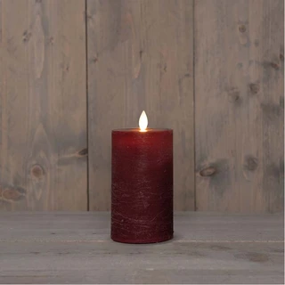LED Kaars Rustiek Wax Bordeaux Ø7,5x12,5 cm - afbeelding 2